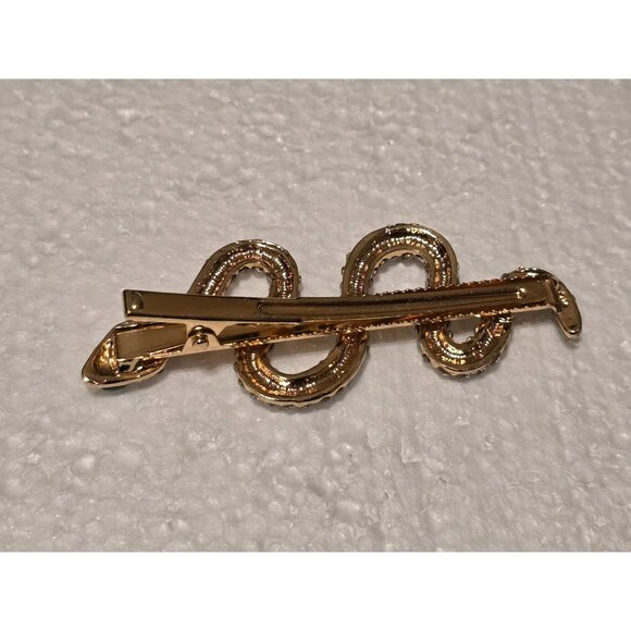 Gold Tone Snake Hair Clip  Barrette With Rhinestones - Picture 2 of 3